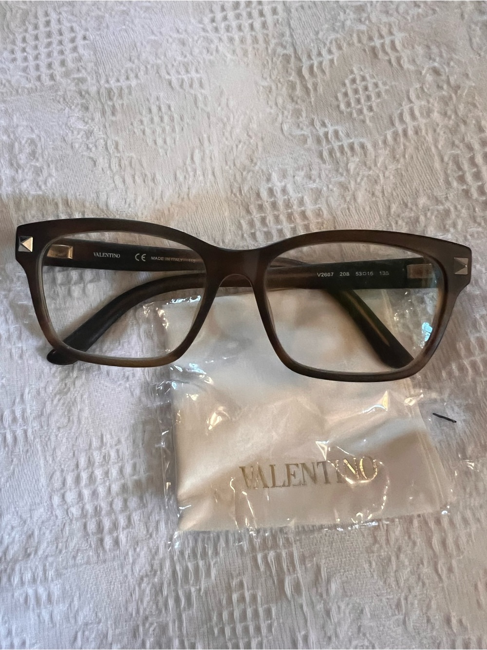 Valentino Brown Cat-Eye Optical Glasses with Gold Accents
